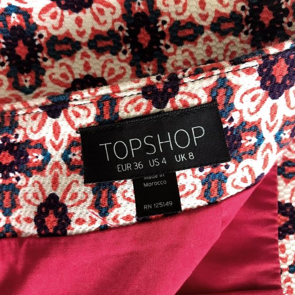 TOPSHOP Red tile border skirt 4 - Picture 10 of 10